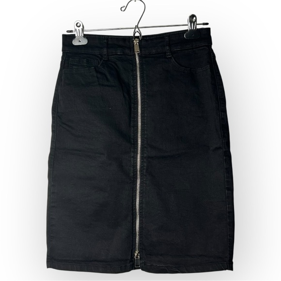 Dynamite Black Denim Front Zip Pencil Skirt S - Picture 1 of 4